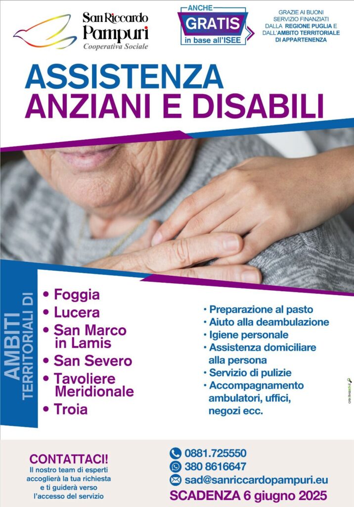 Assistenza domiciliare per anziani e disabili: attivo il servizio gratuito grazie ai fondi regionali